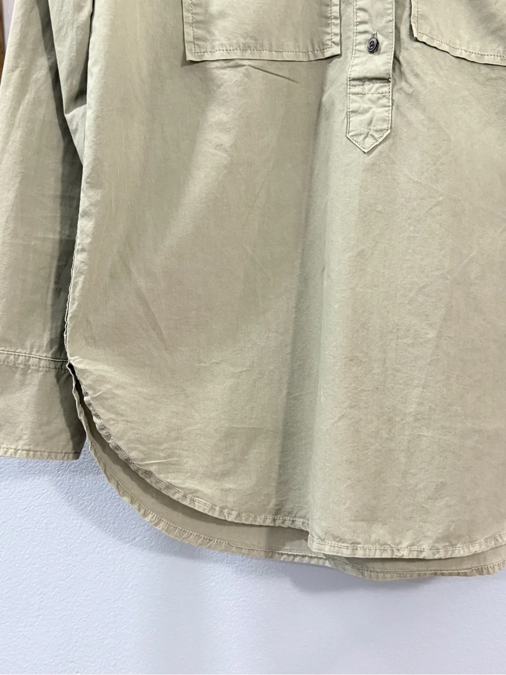 J. Crew Beaded Pockets Army Green Popover Distressed Size 0